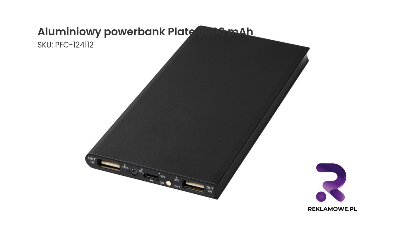 Powerbank aluminiowy Plate o pojemności 8000 mAh