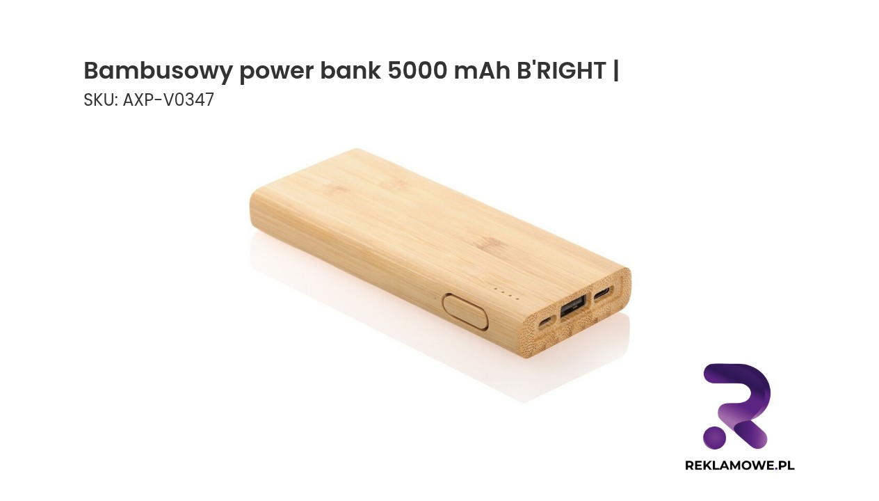 Bambusowy power bank o pojemności 5000 mAh