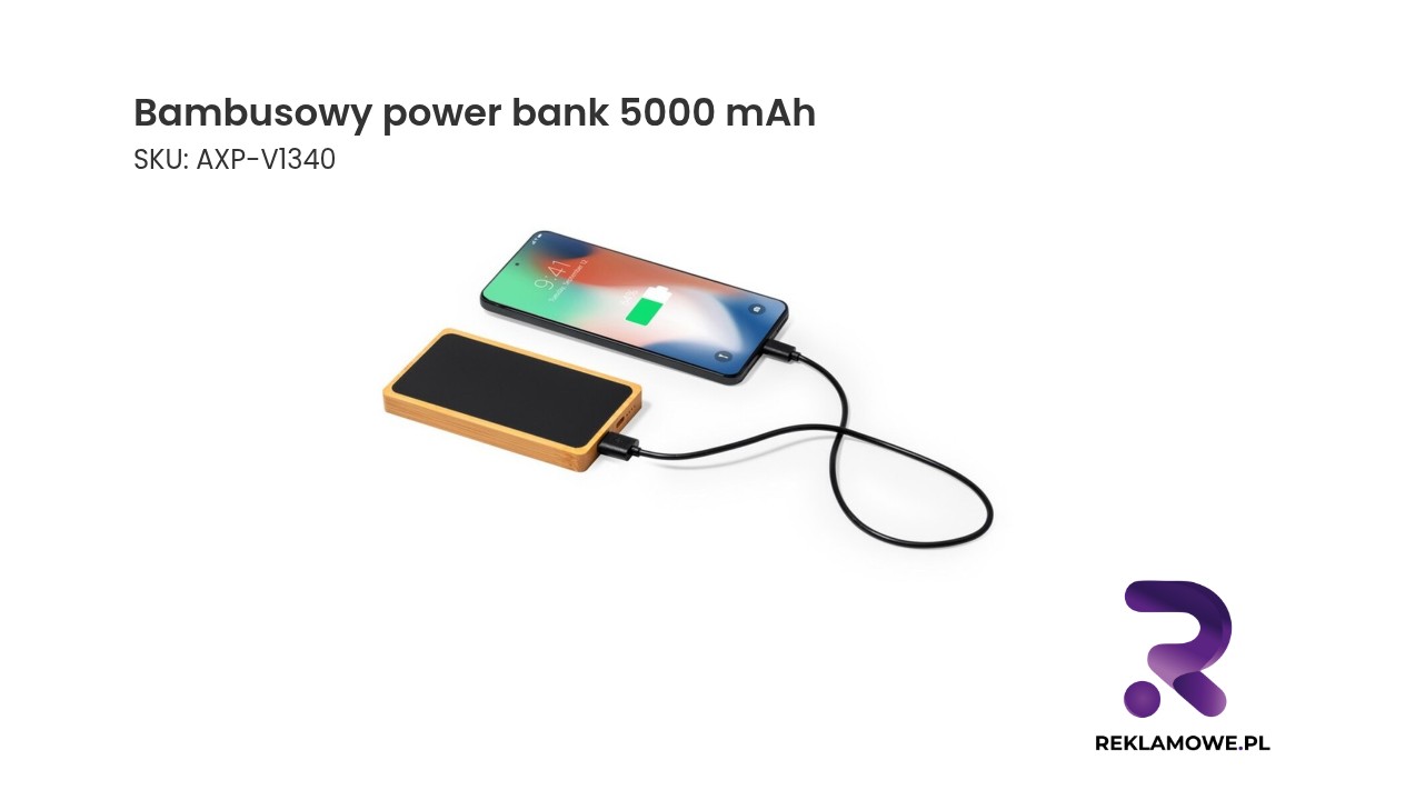 Bambusowy power bank o pojemności 5000 mAh
