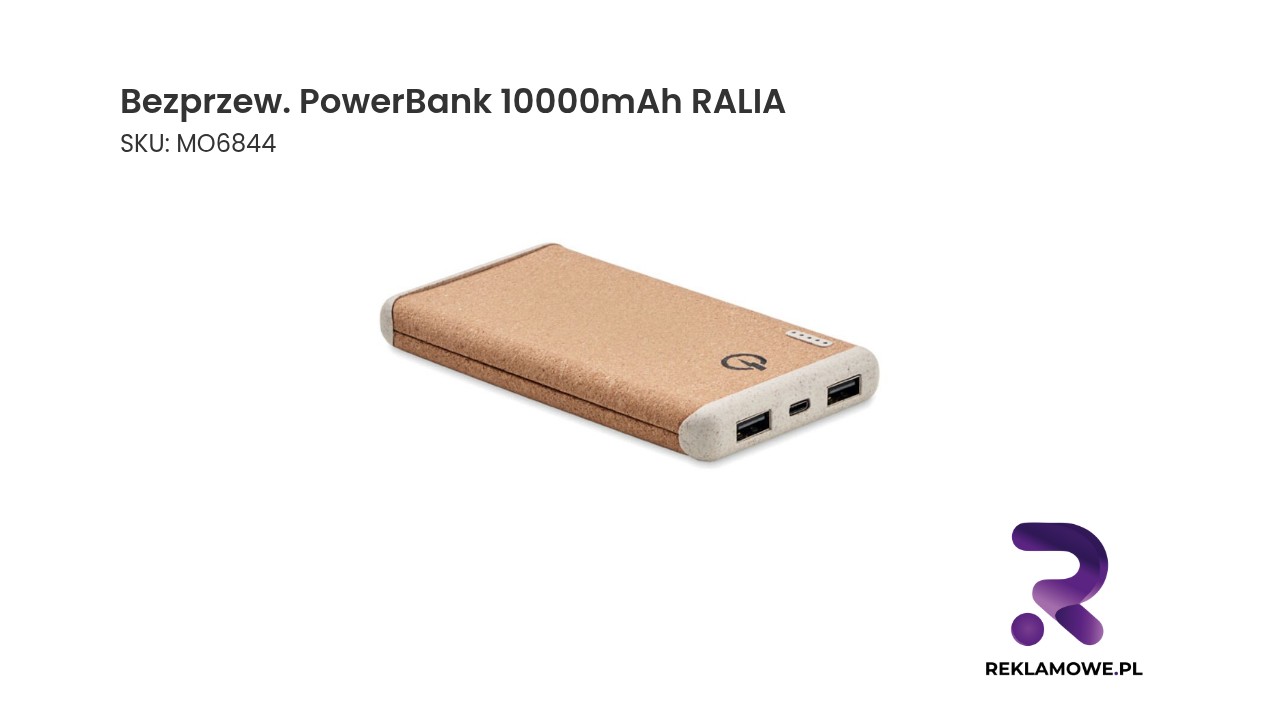 Bezprzew. PowerBank 10000mAh RALIA Bezprzewodowy PowerBank RALIA o pojemności 10000mAh