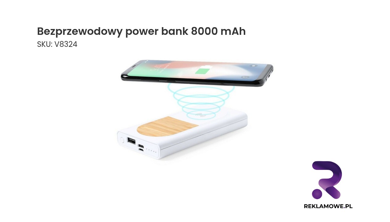 Bezprzewodowy power bank o pojemności 8000 mAh