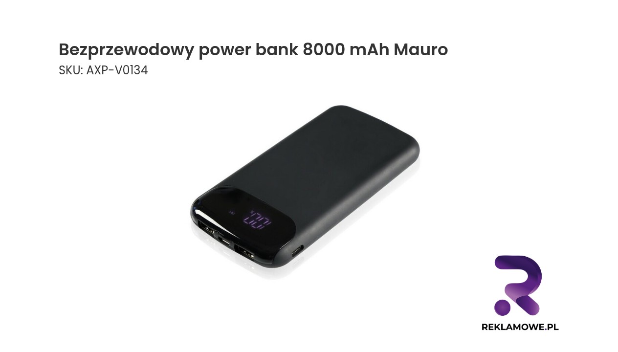 Bezprzewodowy power bank 8000 mAh Mauro Conti, ładowarka bezprzewodowa 5W | Eric Bezprzewodowy power bank Mauro o pojemności 8000 mAh