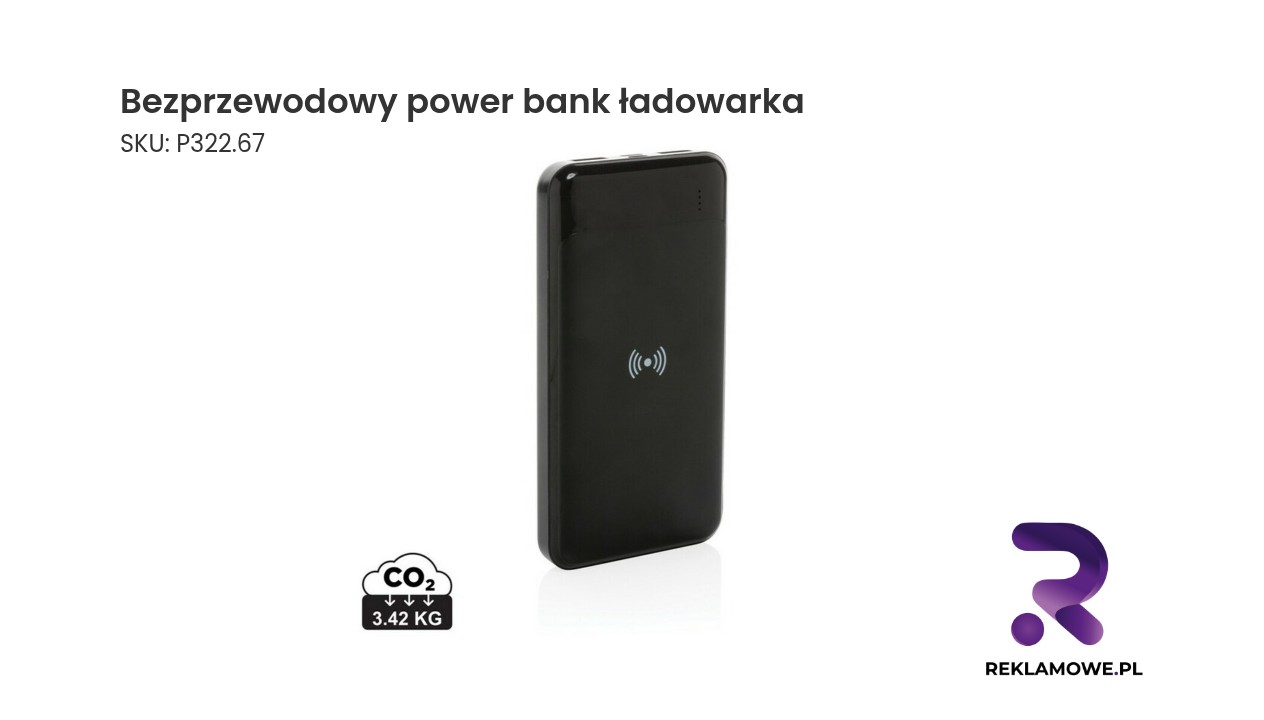 Bezprzewodowy power bank ładowarka na zdjęciu