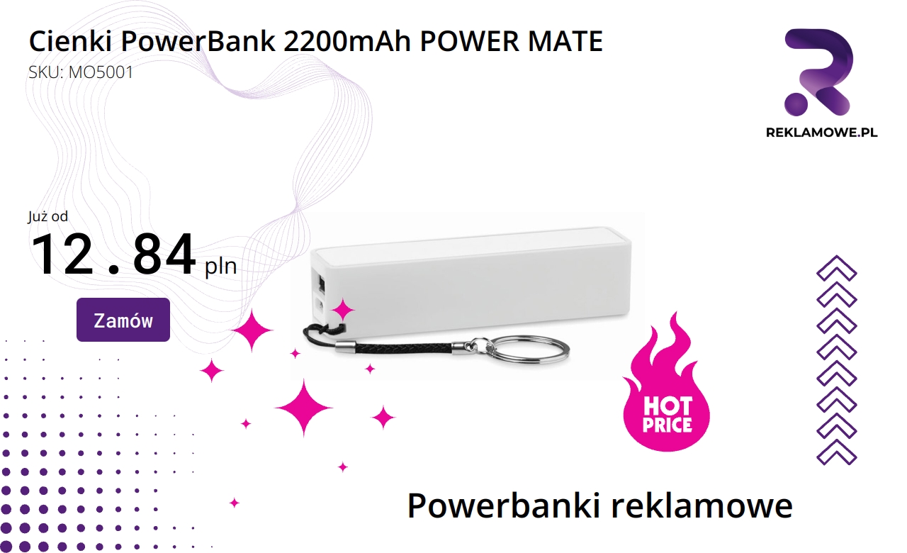 Cienki PowerBank 2200mAh POWER MATE