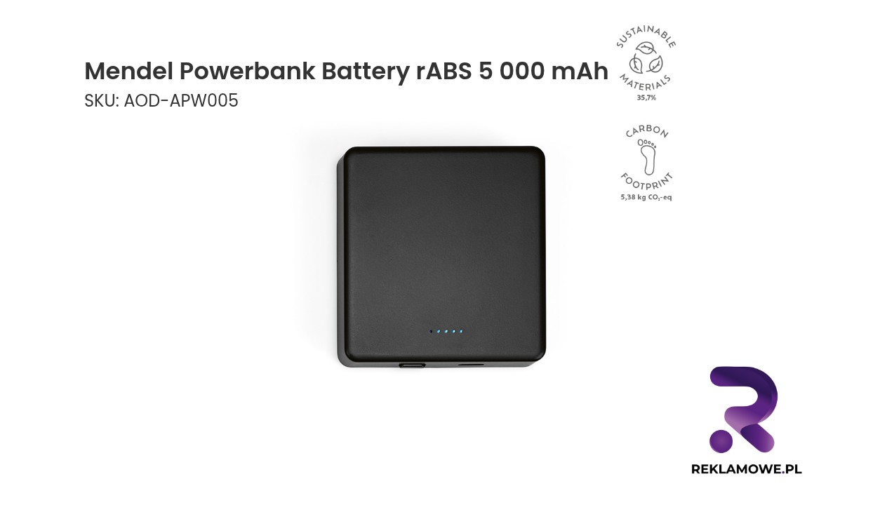 Powerbank Mendel z baterią rABS o pojemności 5000 mAh