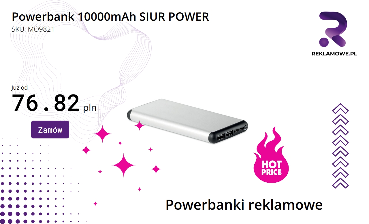 Powerbank 10000mAh SIUR POWER w białym kolorze