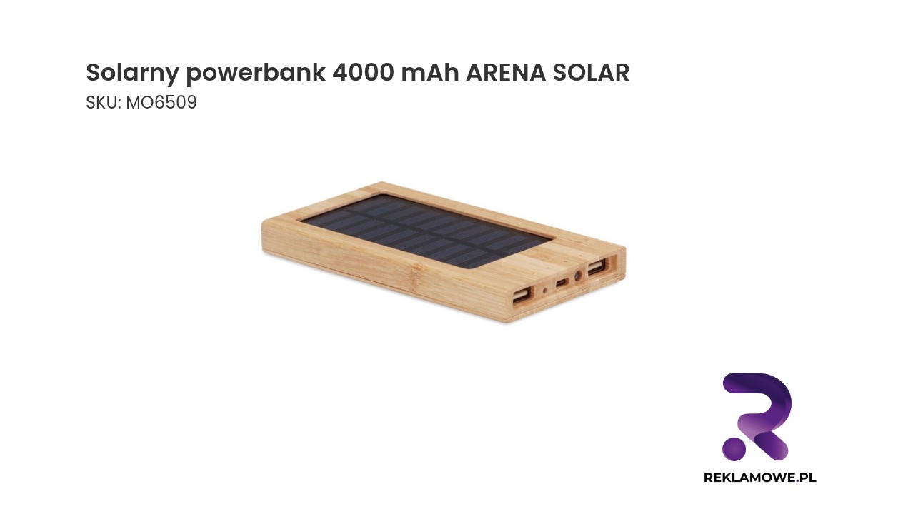 Solarny powerbank 4000 mAh ARENA SOLAR Powerbank solarny Arena Solar o pojemności 4000 mAh