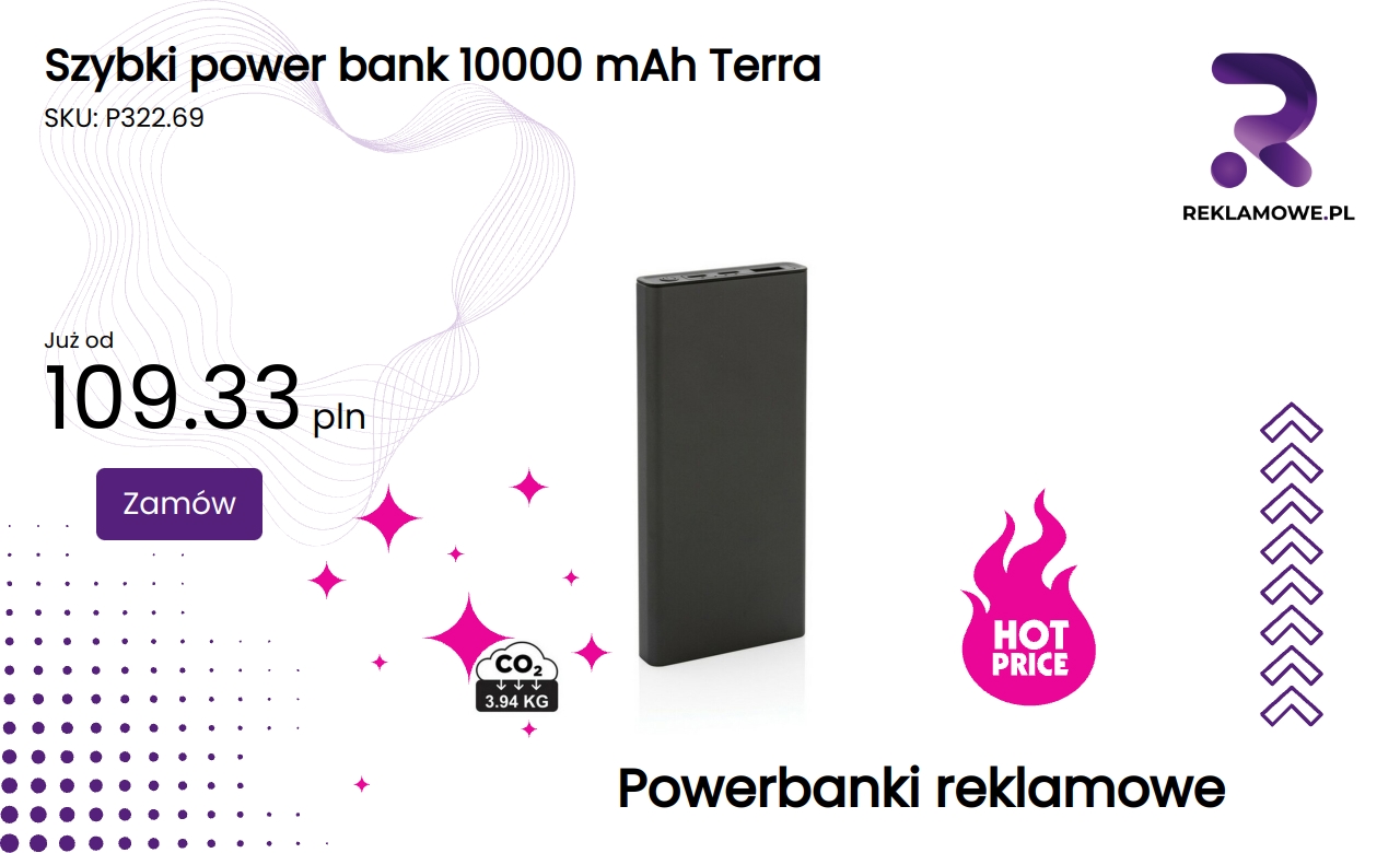 Szybki power bank 10000 mAh marki Terra