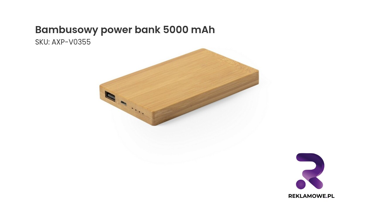 Bambusowy power bank o pojemności 5000 mAh