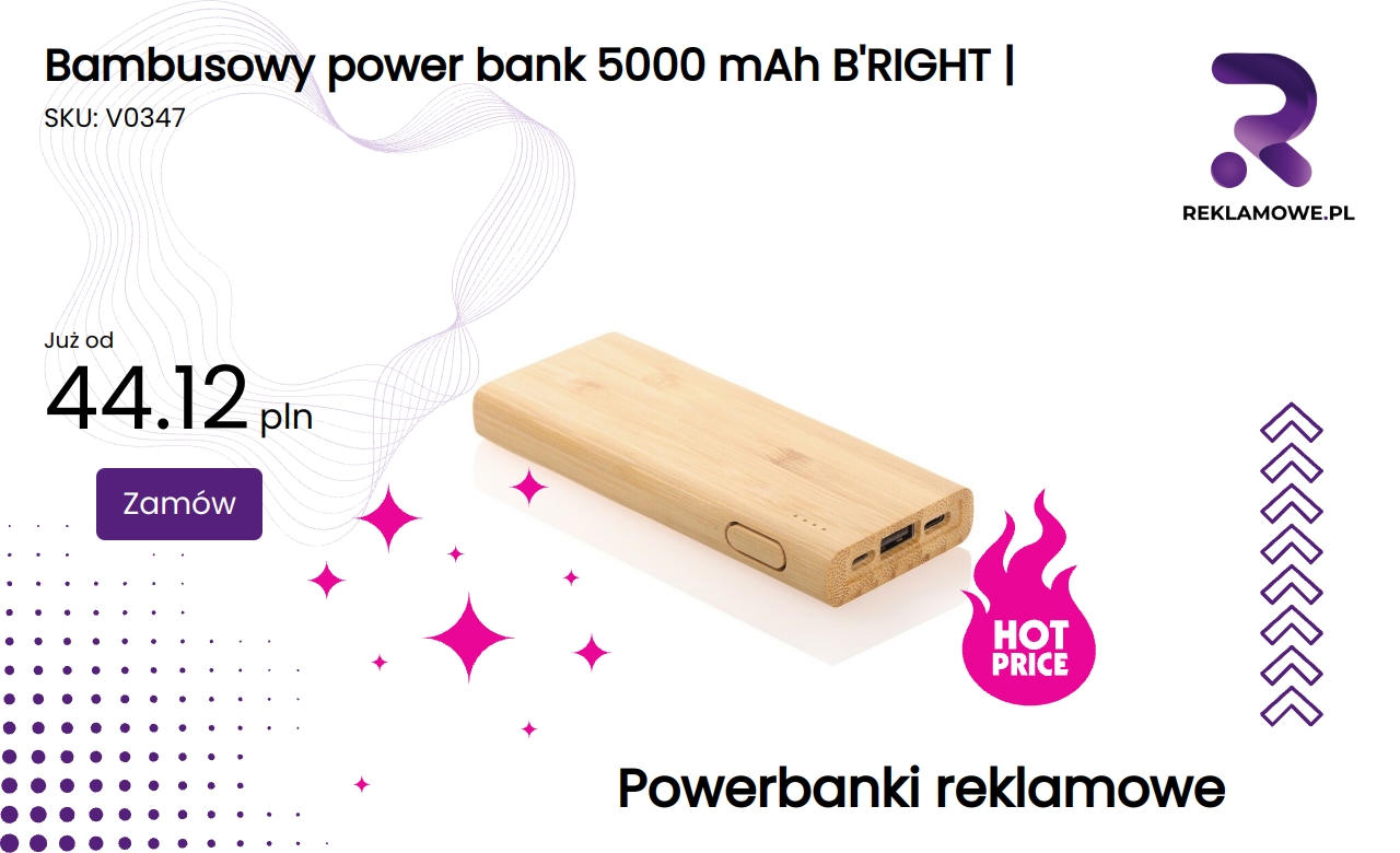 Bambusowy power bank o pojemności 5000 mAh