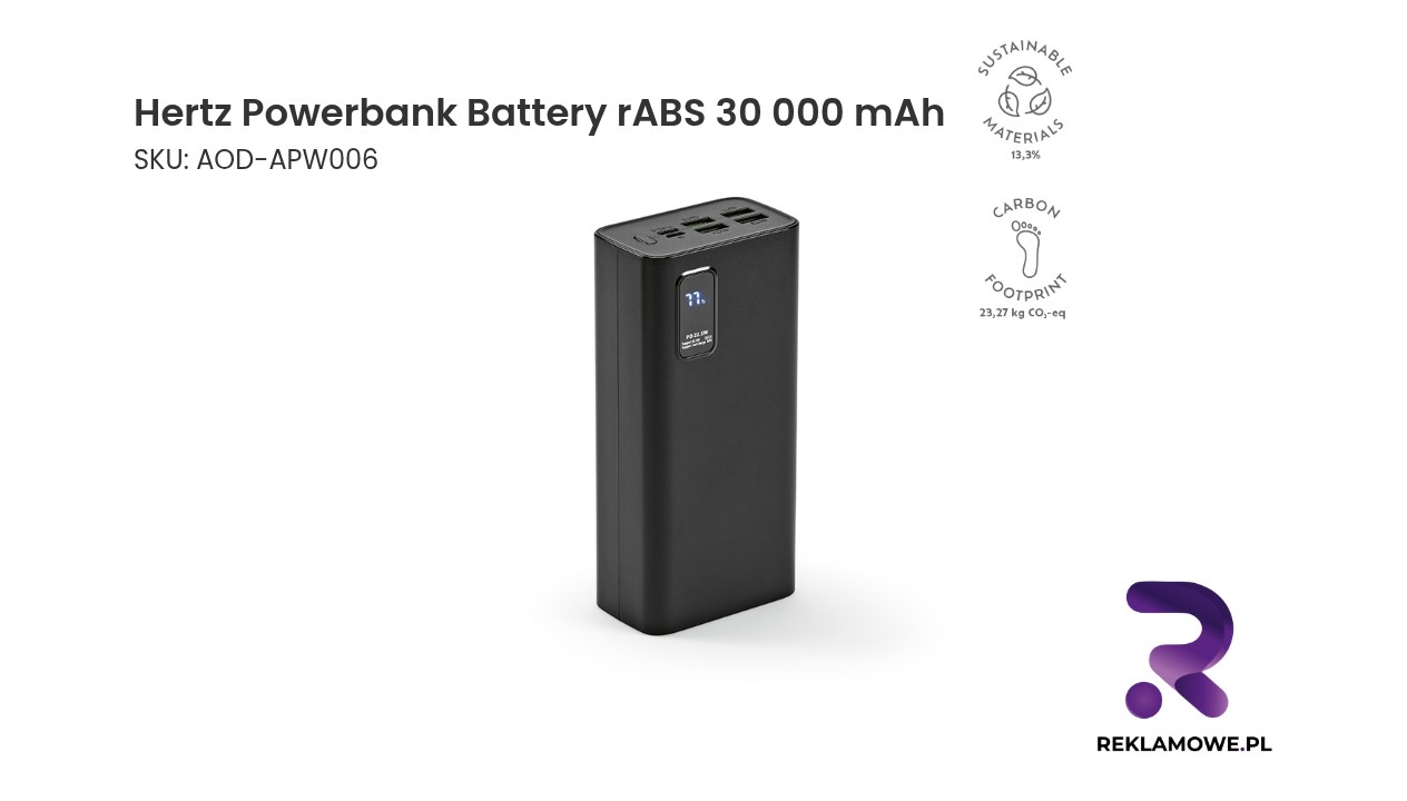 Hertz Powerbank Battery rABS 30 000 mAh Hertz Powerbank Battery rABS 30 000 mAh – pojemny powerbank do ładowania urządzeń mobilnych