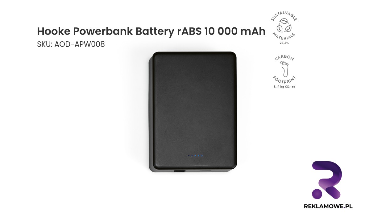Hooke Powerbank Battery rABS 10 000 mAh Hooke Powerbank Battery rABS 10 000 mAh – ekologiczny powerbank o pojemności 10000 mAh
