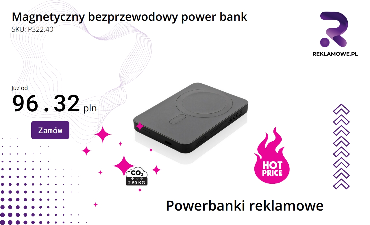 Magnetyczny bezprzewodowy power bank do ładowania urządzeń mobilnych