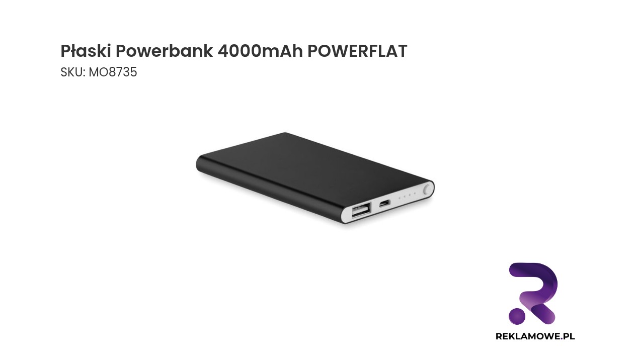 Płaski Powerbank 4000mAh POWERFLAT Płaski powerbank 4000mAh POWERFLAT - przenośna bateria do ładowania urządzeń