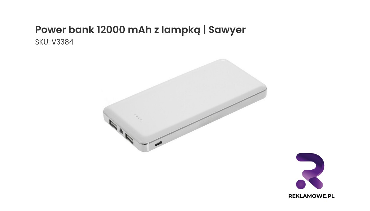 Power bank 12000 mAh z lampką marki Sawyer