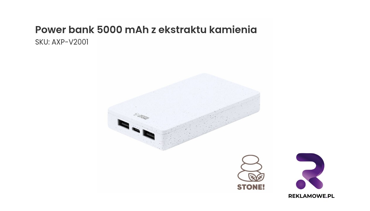 Power bank 5000 mAh wykonany z ekstraktu kamienia
