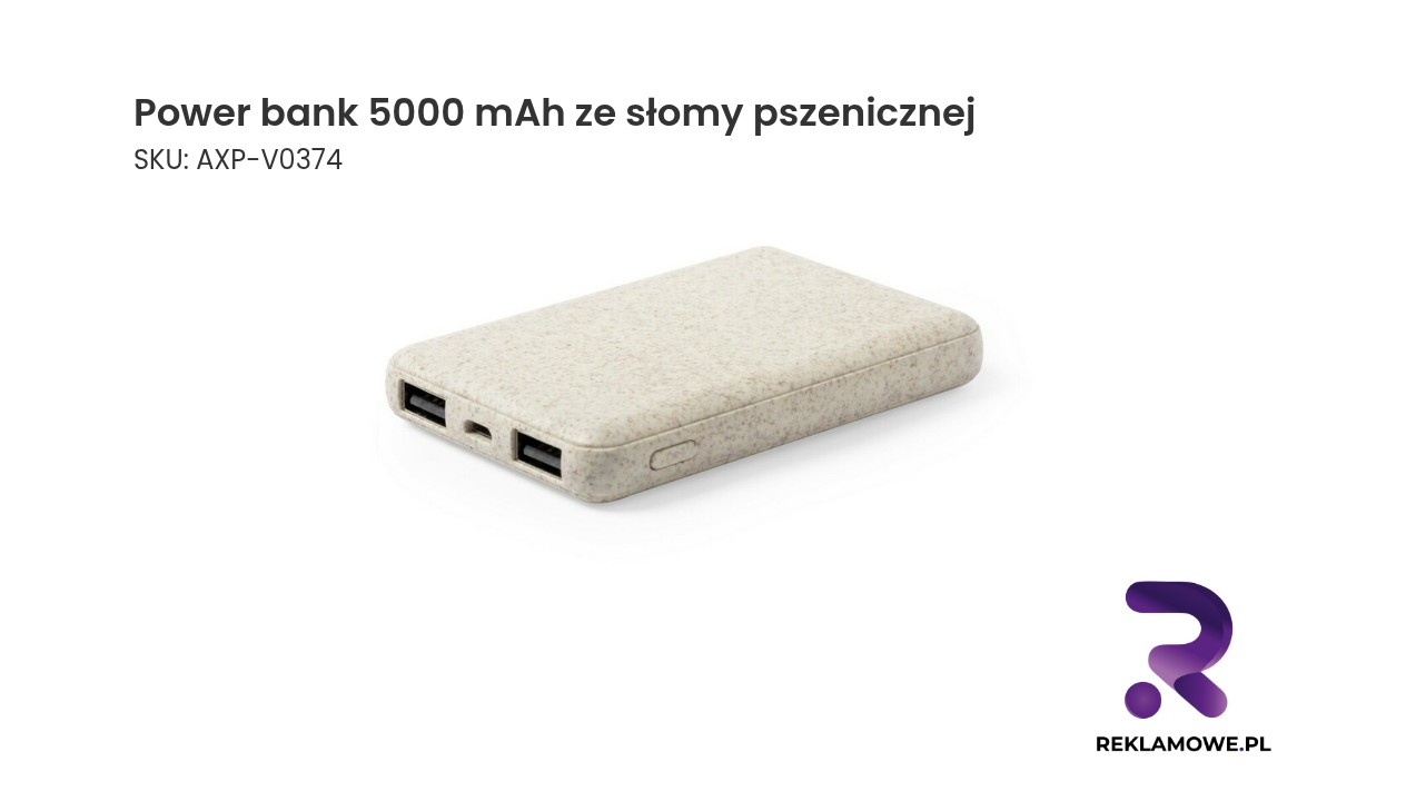 Eko Power Bank 5000 mAh wykonany ze słomy pszenicznej