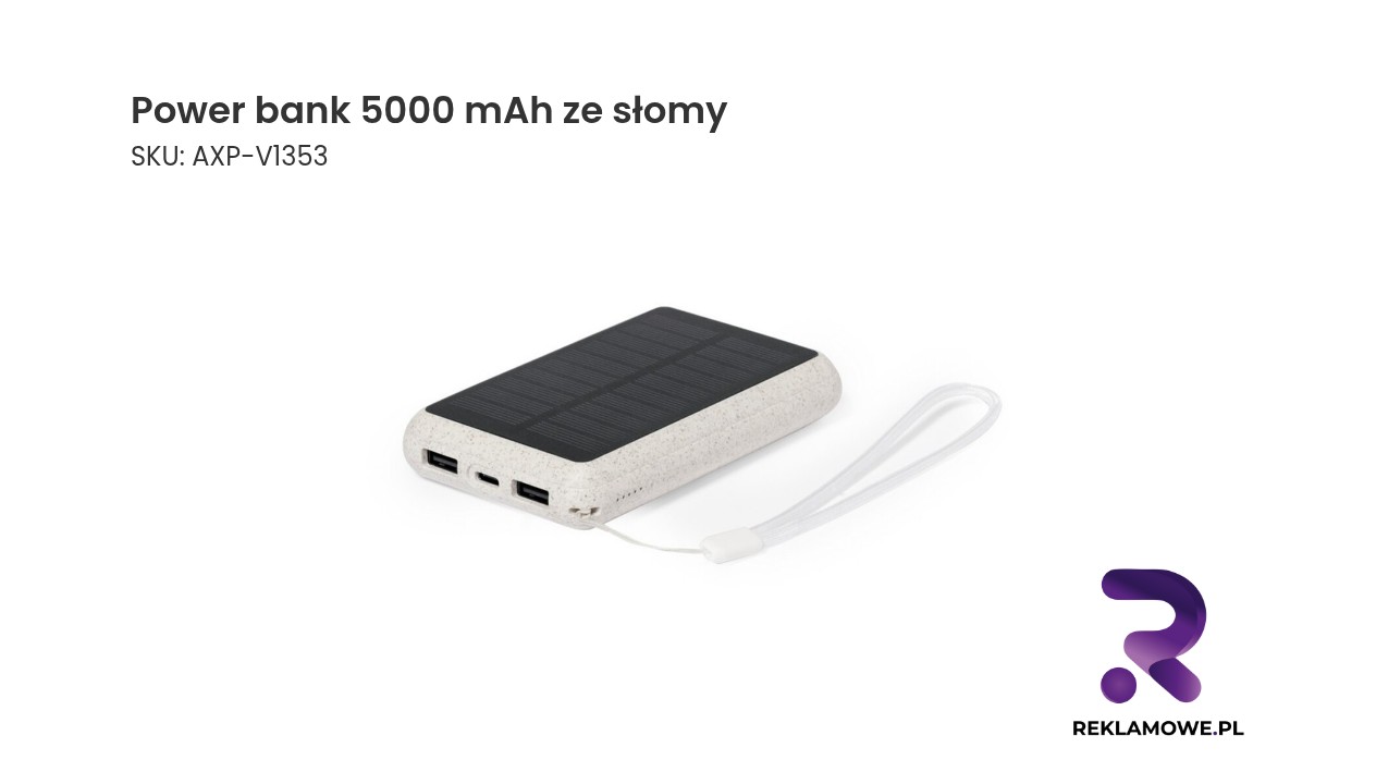 Power bank 5000 mAh ze słomy pszenicznej, ładowarka słoneczna Power bank 5000 mAh wykonany ze słomy pszenicznej