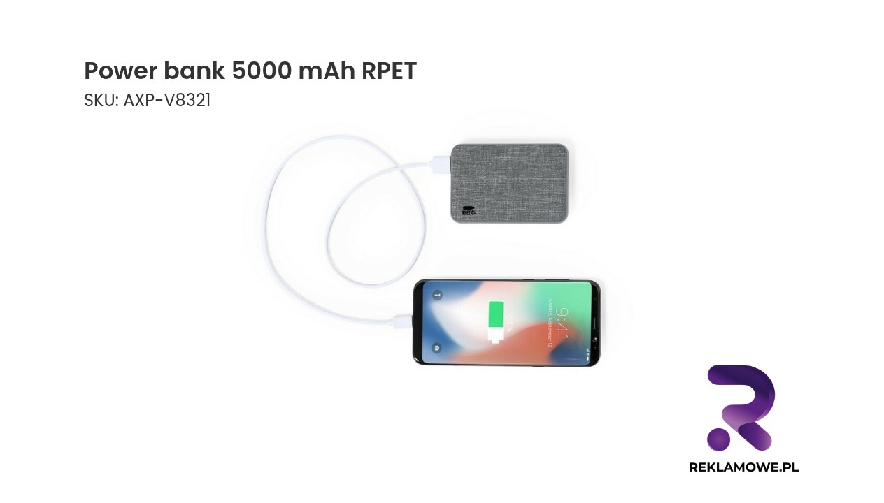 Power bank 5000 mAh RPET Power bank 5000 mAh z materiału RPET