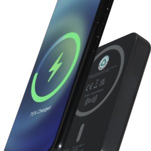 Acrab magnetyczny bezprzewodowy powerbank o pojemności 5000 mAh i mocy 15 W z technologią PD 20 W — wykonany z tworzyw sztycznych pochodzących z recyklingu. 12444101