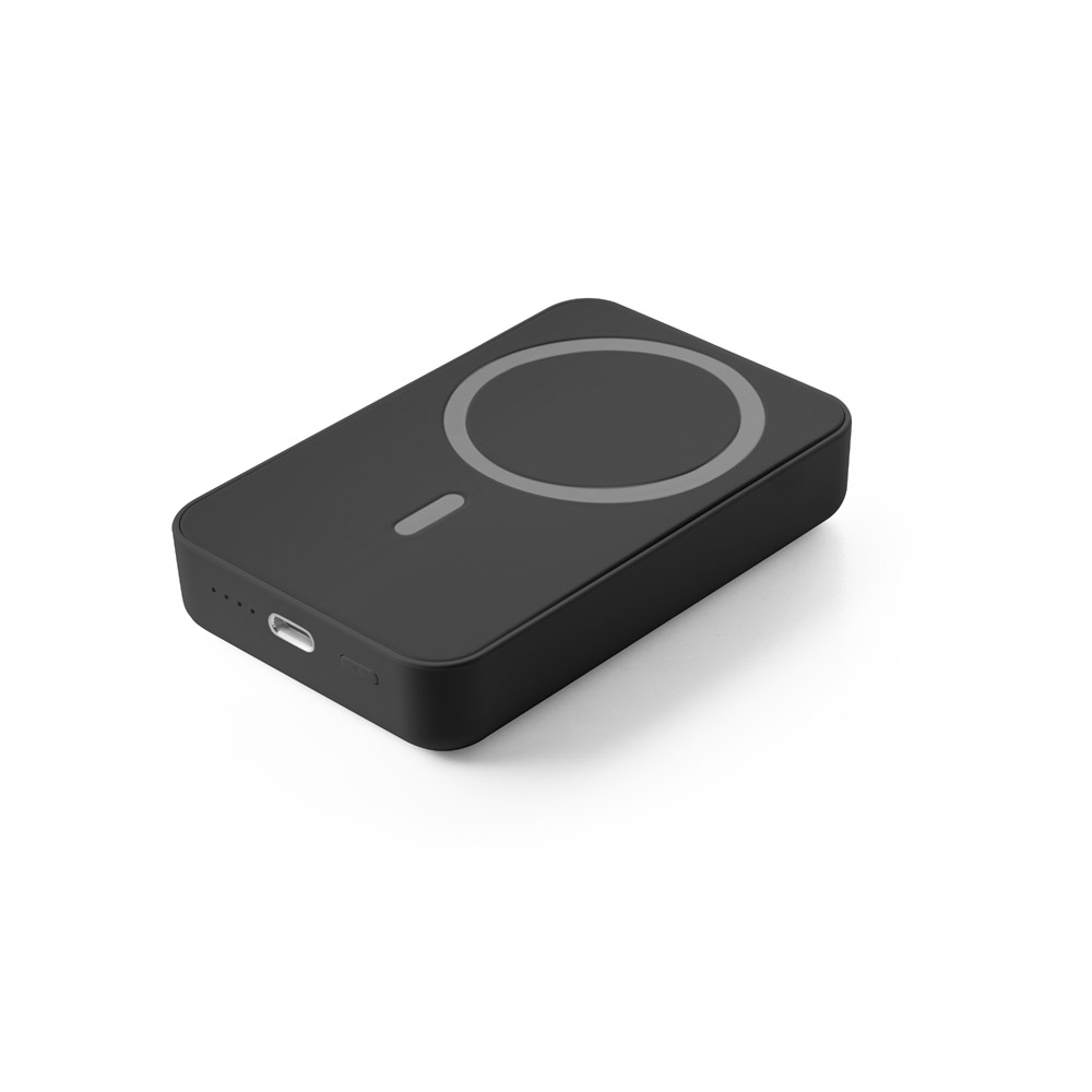 AMPERE 10. Magnetyczny power bank 10 000 mAh z superszybką ładowarką bezprzewodową 15 W wykonany w ABS pochodzącego z recyklingu (100% rABS) 97167_set