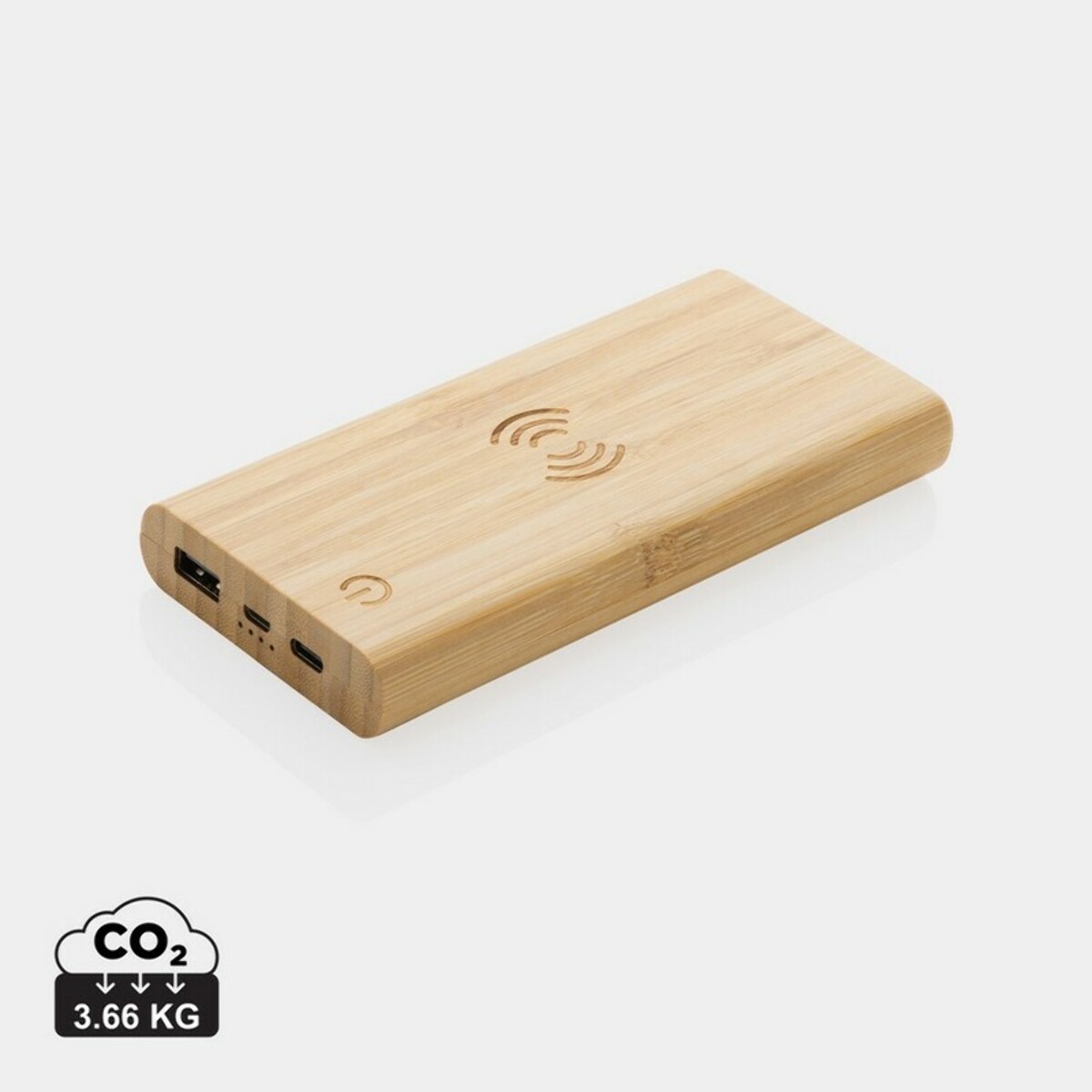 Bambusowy, bezprzewodowy power bank 8000 mAh, ładowarka bezprzewodowa 5W P322.359_S_0