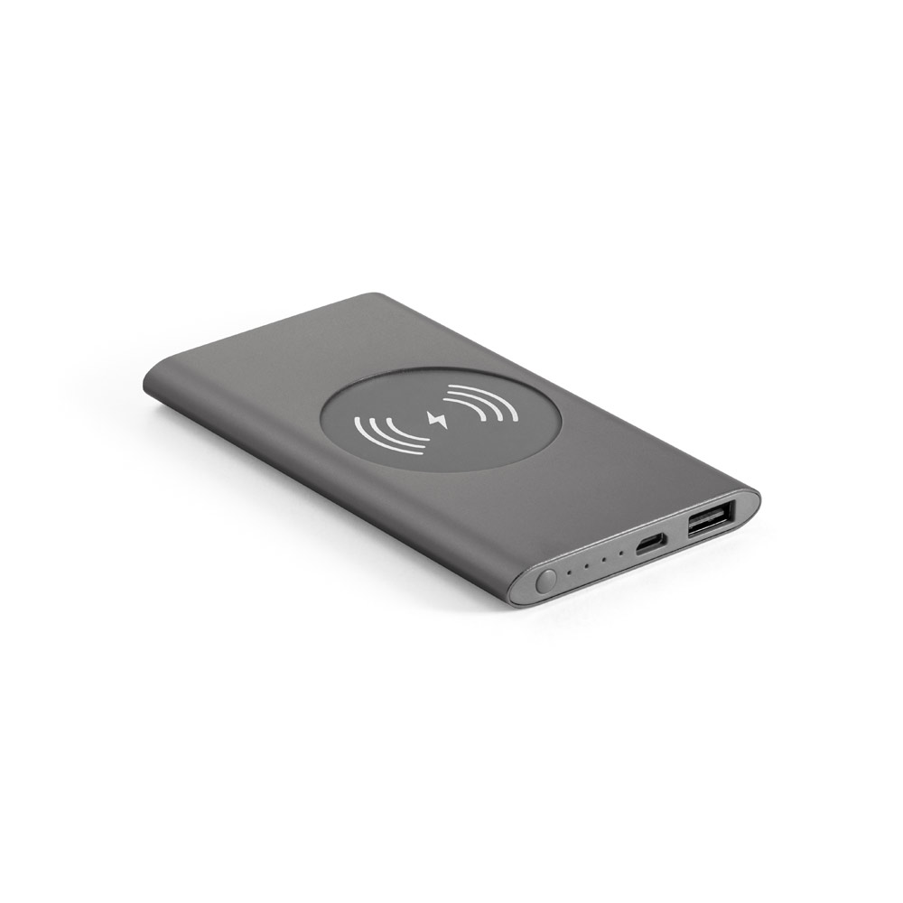 CASSINI. Power bank 4.000 mAh z bezprzewodową ładowarką 5W z aluminium pochodzącego z recyklingu (100% rAL) 97078_set
