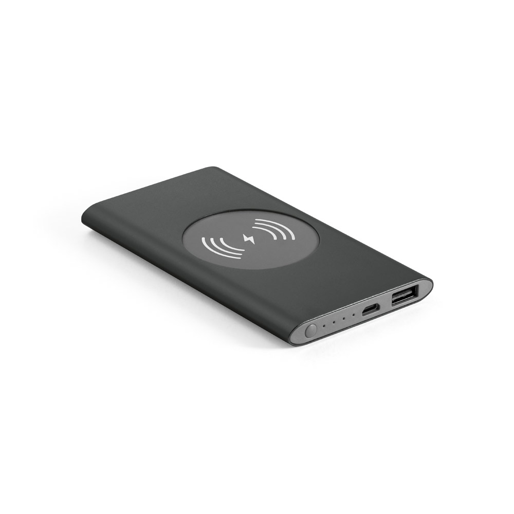 CASSINI. Power bank 4.000 mAh z bezprzewodową ładowarką 5W z aluminium pochodzącego z recyklingu (100% rAL) 97078_set