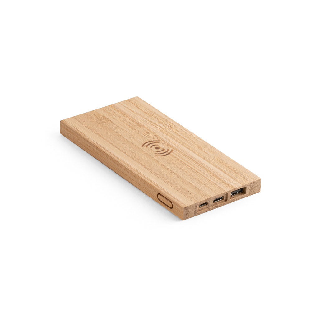 FITCH. Power bank 5.000 mAh z bezprzewodową ładowarką 5W z bambusową 97909_set