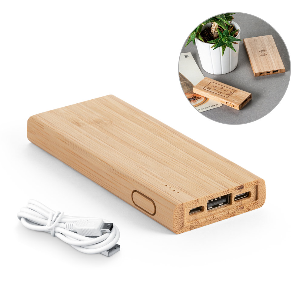 KOHN. Power bank 5.000 mAh z bambusa 97915_set
