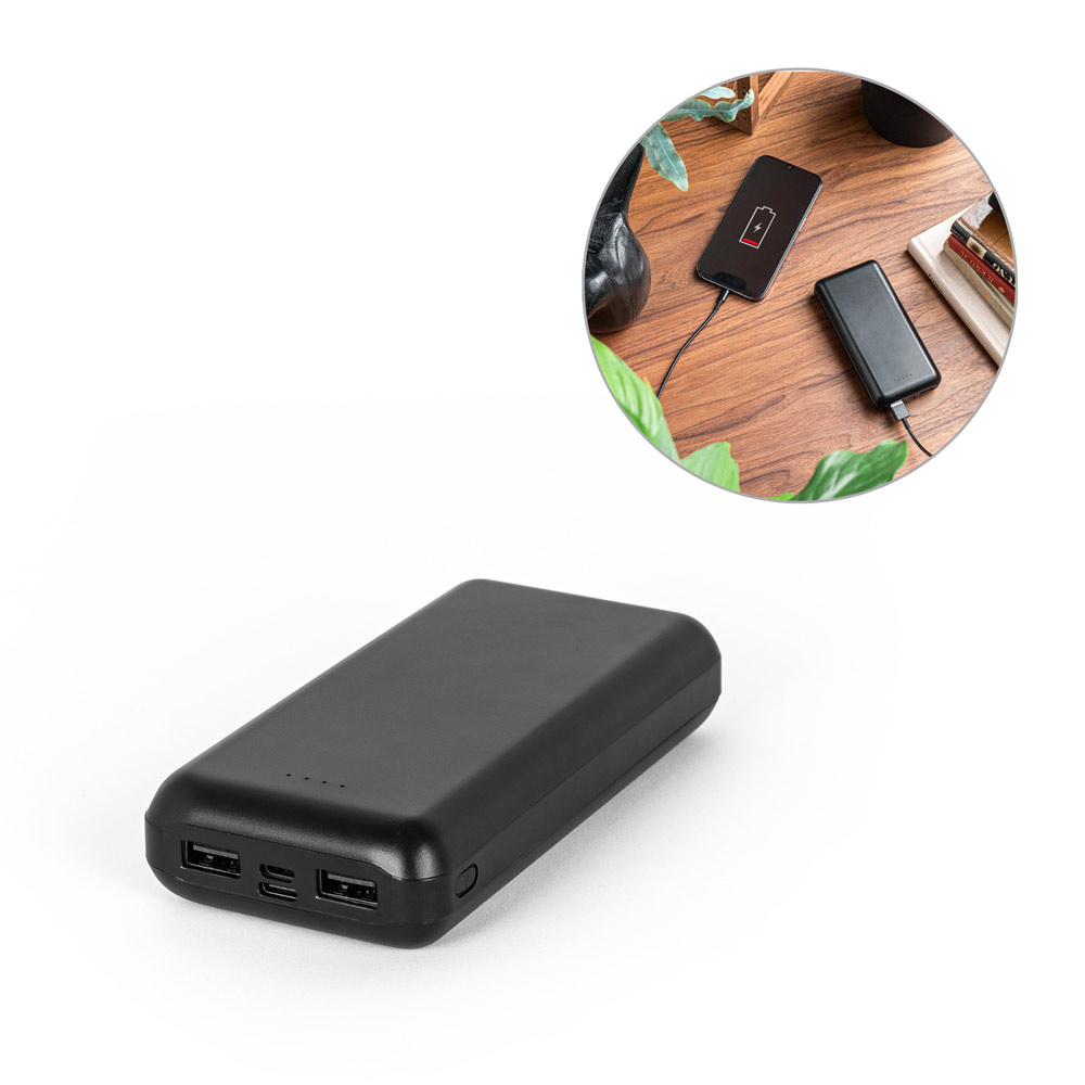 LEAKEY 20. Power bank 20'000 mAh wykonany w ABS pochodzącego z recyklingu (100% rABS) 97199_set