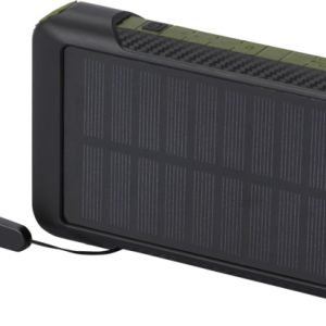 Soldy powerbank solarny o pojemności 10 000 mAh z dynamem wykonany z tworzyw sztucznych pochodzących z recyklingu z certyfika 12434664