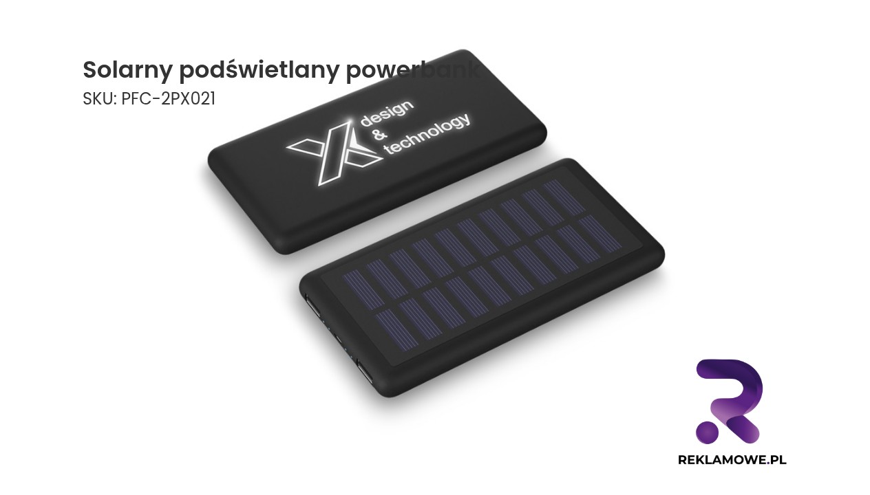 Solarny podświetlany powerbank SCX.design P30 Solarny podświetlany powerbank – przenośna ładowarka solarna z podświetleniem