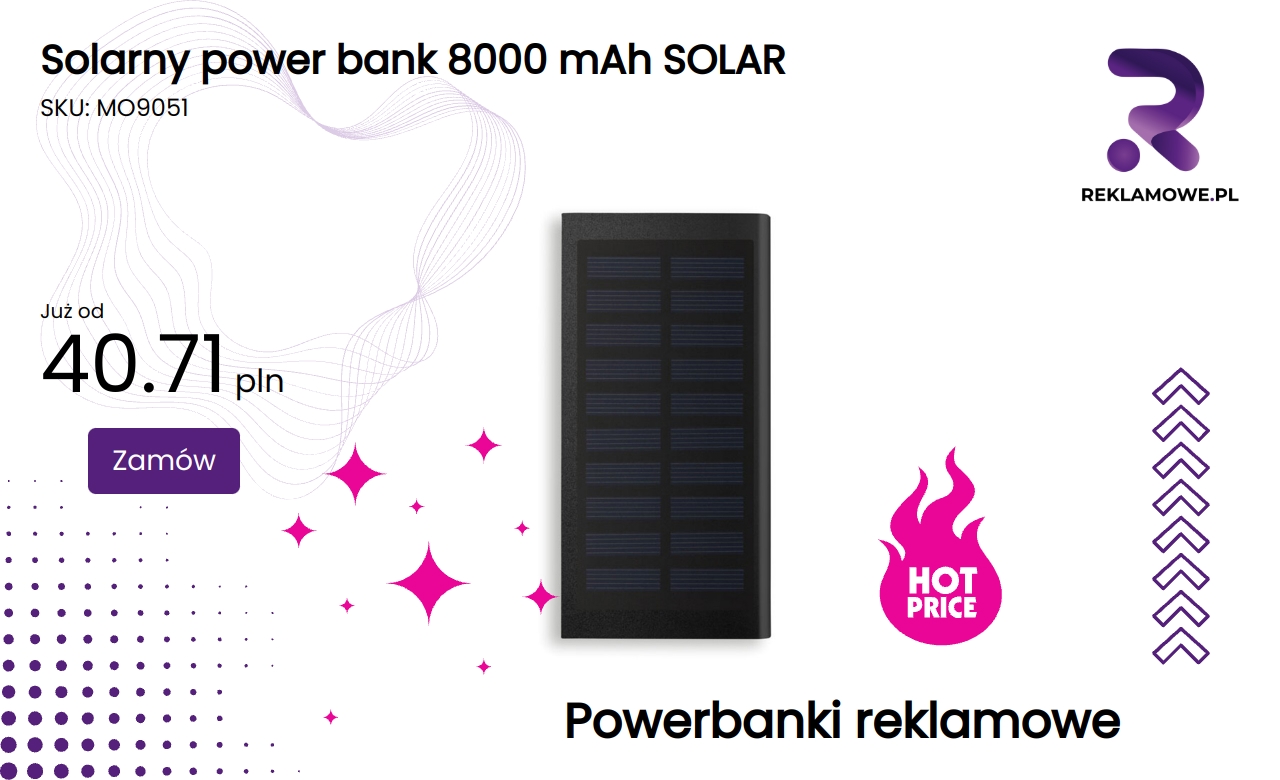 Solarny power bank 8000 mAh SOLAR z funkcją ładowania słonecznego